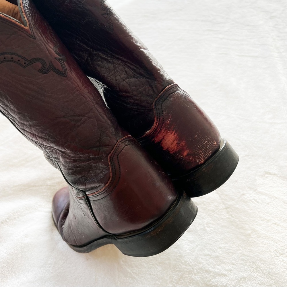 Lucchese Men’s Black Cherry Lonestar Calfskin Roper Cowboy Boots - Picture 11 of 14
